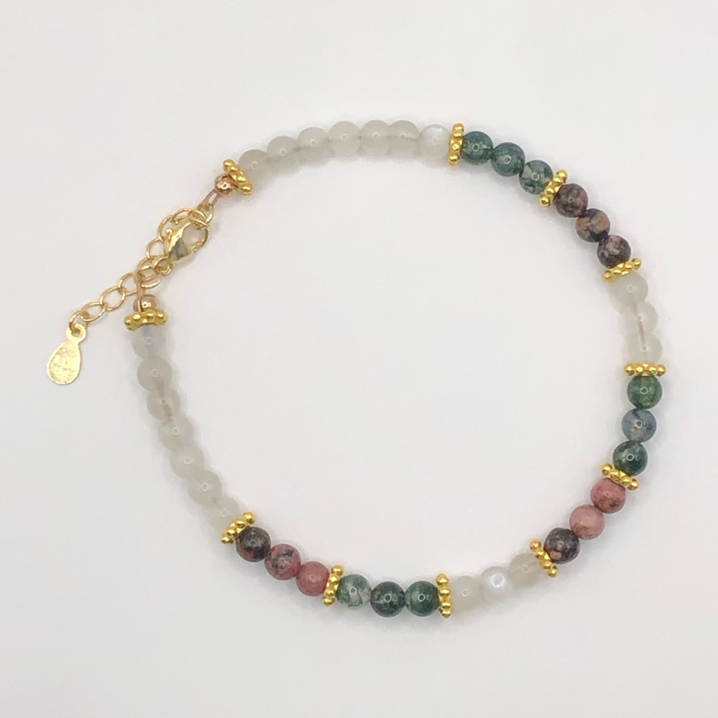 Tiny Multicolor Gemstone Beaded Bracelet, Moonstone